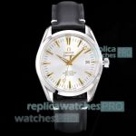 VS Swiss Reissue Omega 8800 Seamaster Aqua Terra 150m Silver Dial Leather Strap Watch 